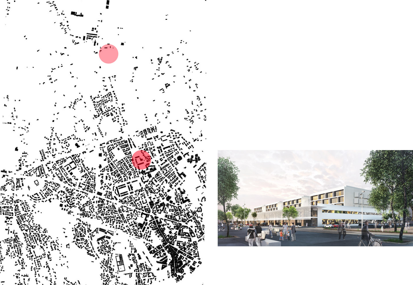 Imagen 2: Emplazamiento y visualización del Nuevo Hospital de Pordenone (Italia)